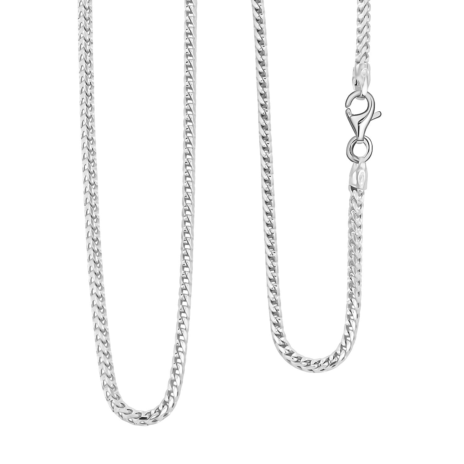 Italian Interlocking Link Chain Necklace in Rhodium Over Sterling Silver 8.88 Grams 20 Inches