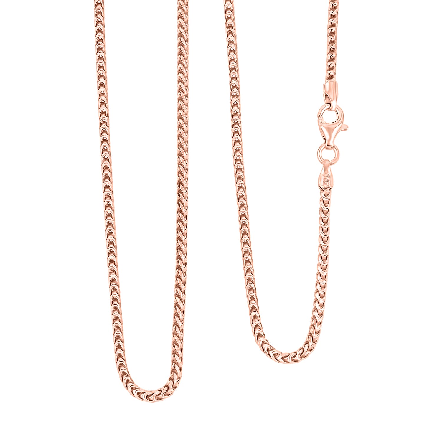 Italian Box Chain Necklace in 14K Rose Gold Over Sterling Silver 8.96 Grams 20 Inches