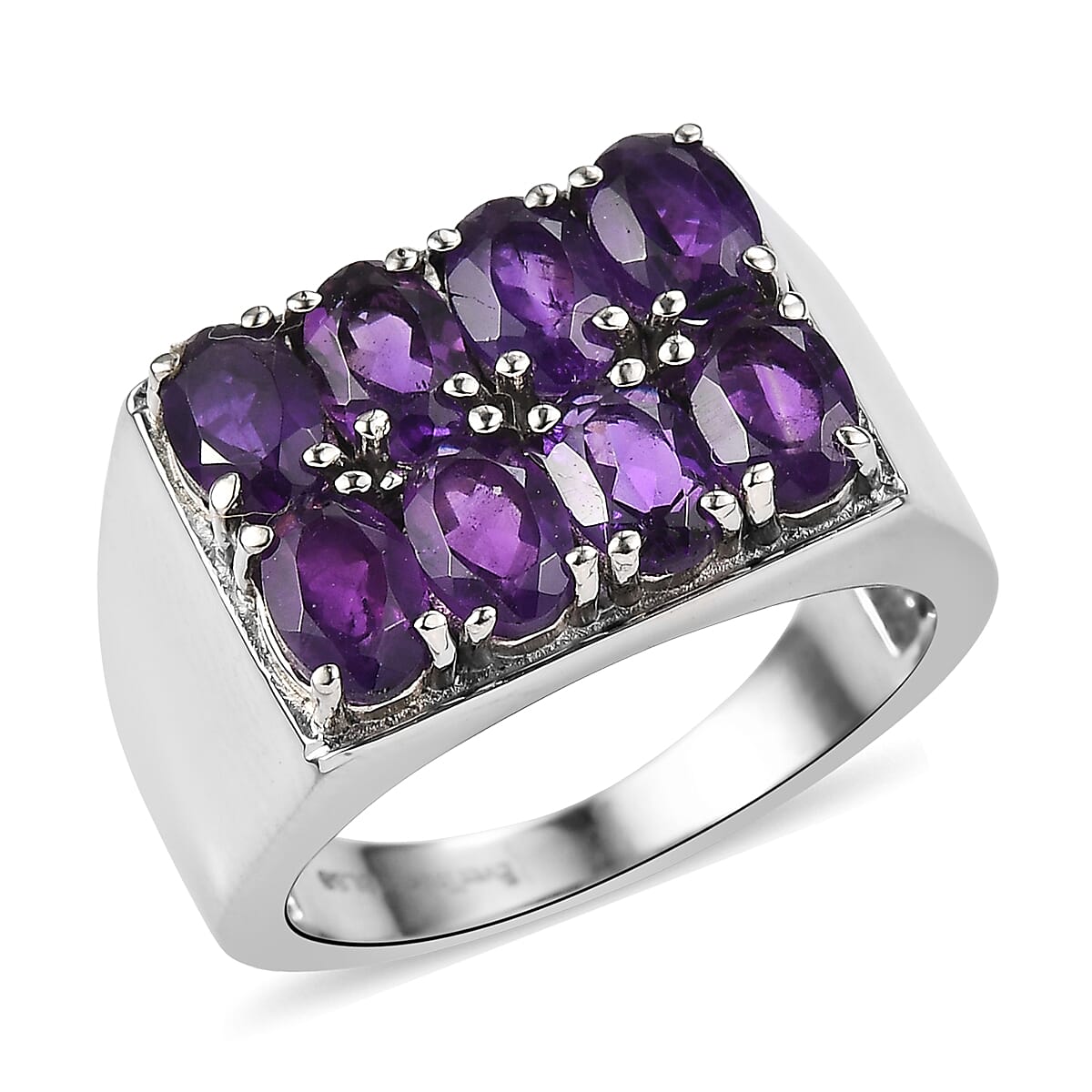 EverTrue African Amethyst Ring in Stainless Steel (Size 10.0) 3.50 ctw