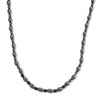 Shungite and Hematite 380.00 ctw Beaded Necklace in Silvertone 20 Inches