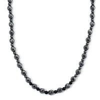 Shungite and Hematite 480.00 ctw Beaded Carved Necklace in Silvertone 20 Inches
