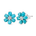 D'Joy Sleeping Beauty Turquoise and White Zircon 1.80 ctw Earrings in Platinum Over Sterling Silver - Sticky add to cart bar