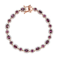 D’Joy AAA Radiant Ember Garnet and White Zircon 7.75 ctw Bracelet in 18K Vermeil Rose Gold Over Sterling Silver (7.25 In)