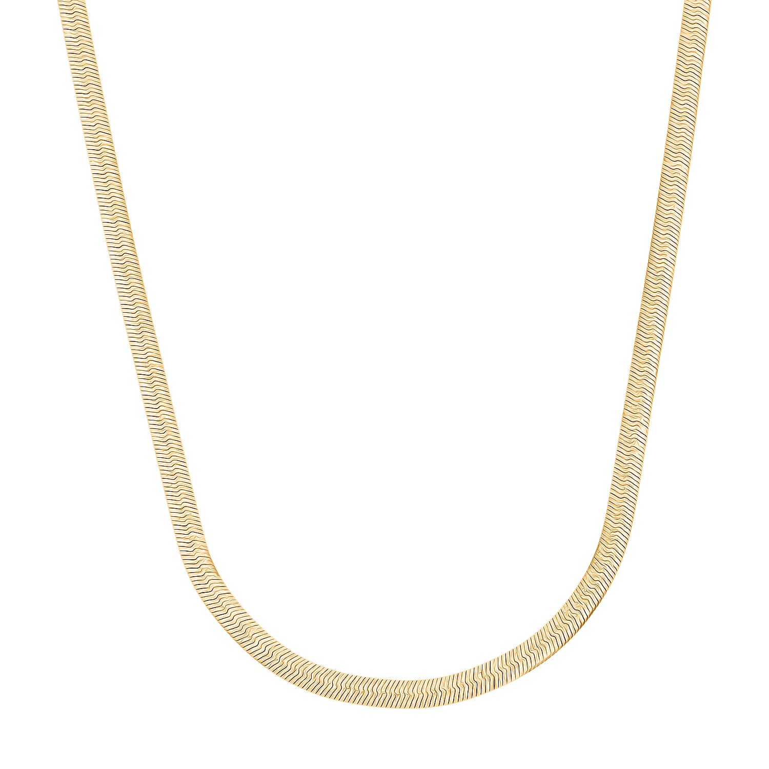 Italian Herringbone Chain Necklace in 14K Yellow Gold Over Sterling Silver 10.21 Grams 20 Inches