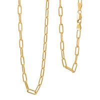 Italian Paper Clip Chain Necklace in 14K Yellow Gold Over Sterling Silver 14.94 Grams 20 Inches