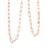 Italian Paper Clip Chain Necklace in 14K Rose Gold Over Sterling Silver 14.94 Grams 20 Inches