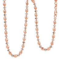 Italian 14K RG Over Sterling Silver Moon-cut Beaded Chain Necklace (20 Inches) (16.17 Grams)