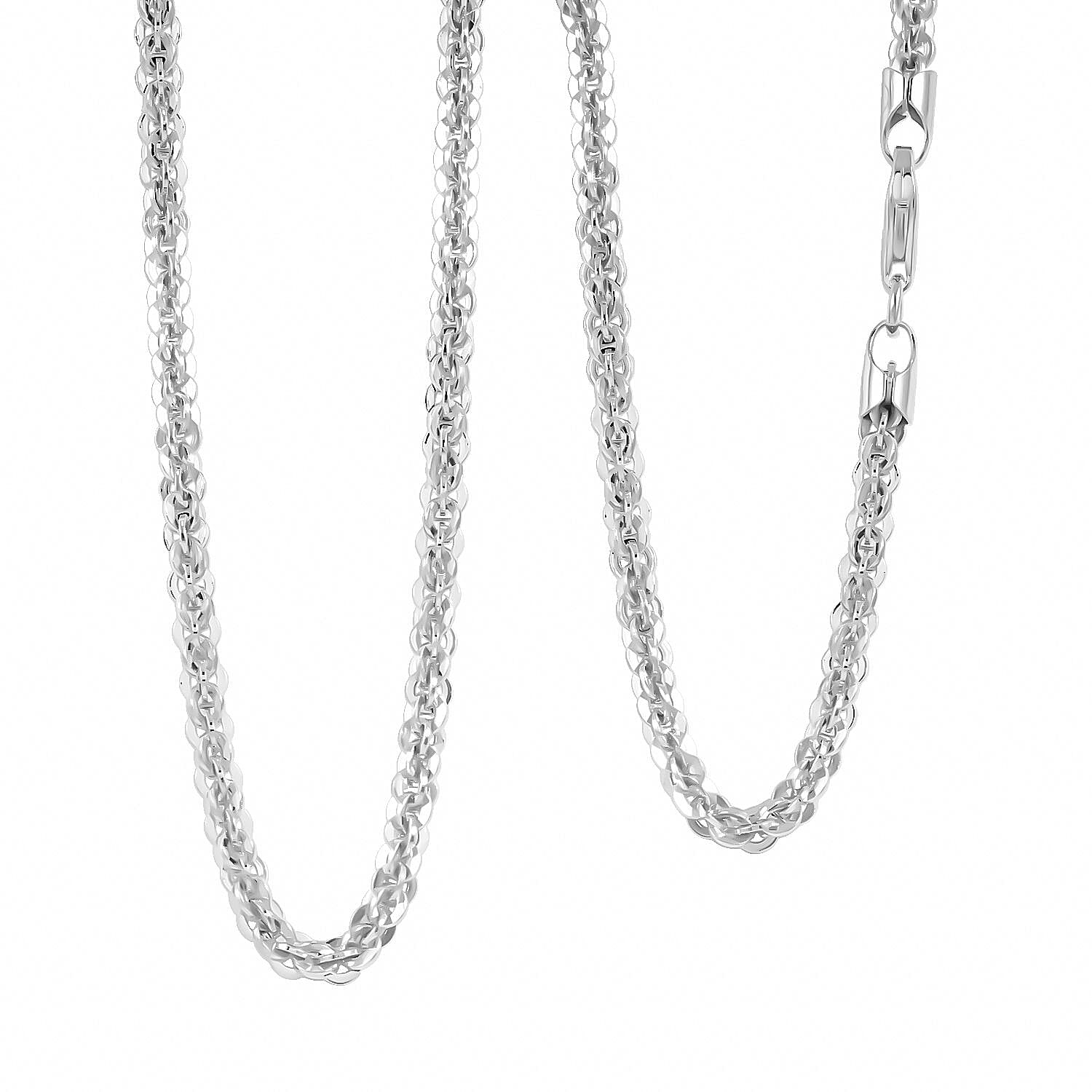 Italian Rhodium Over Sterling Silver Vortex Chain Necklace (20 Inches) (17.88 g)