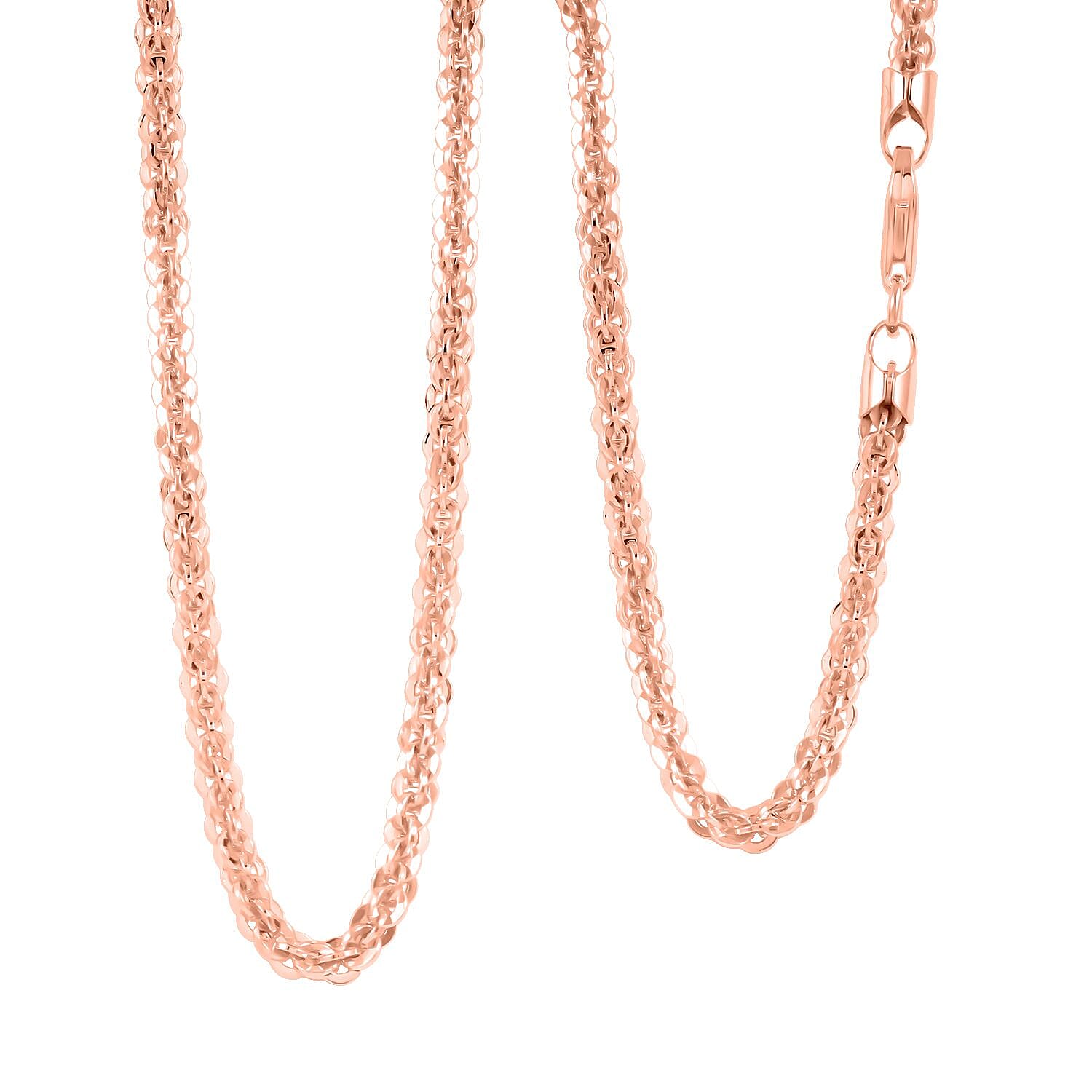 Italian Chain Necklace in 14K Rose Gold Over Sterling Silver 17.92 Grams 20 Inches