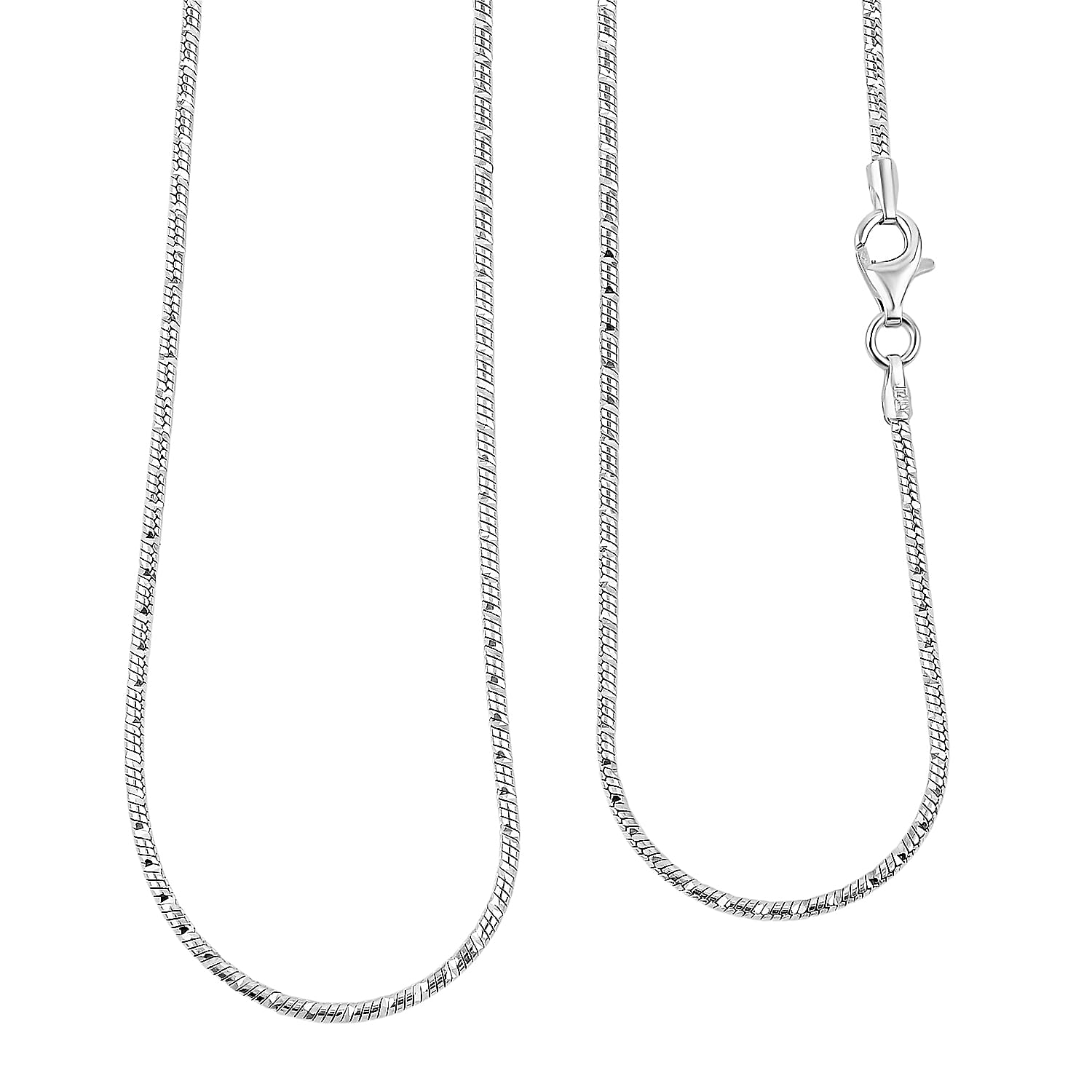 Italian Snake Chain Necklace in Rhodium Over Sterling Silver 9.74 Grams 24 Inches