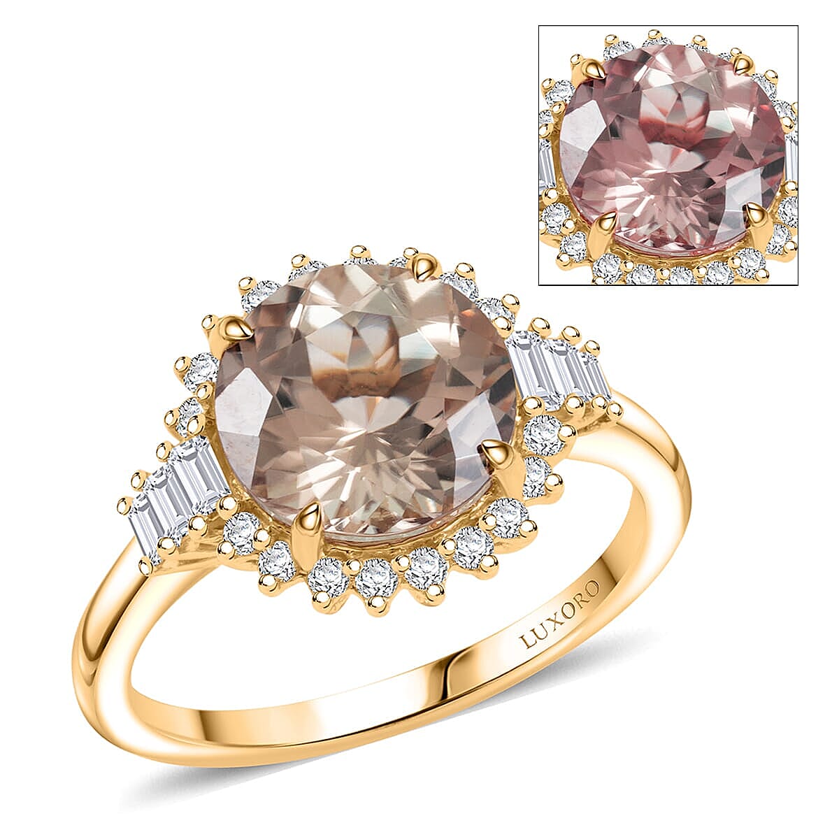Luxoro AAA Turkizite and G-H I2 Diamond 3.60 ctw Ring in 10K Yellow Gold