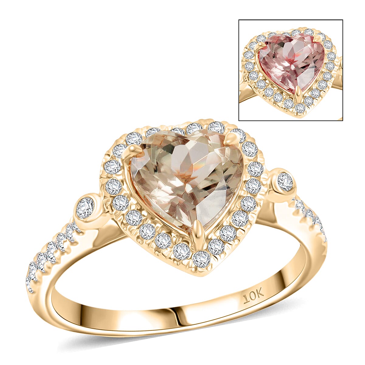 Luxoro AAA Turkizite and G-H I2 Diamond 2.68 ctw Ring in 10K Yellow Gold