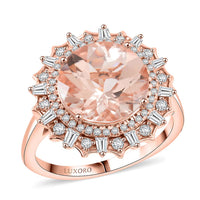 Luxoro 10K Rose Gold AAA Marropino Morganite, Diamond (G-H, I2) (0.56 cts) Ring (Size 10.0) (4.33 g) 4.84 ctw