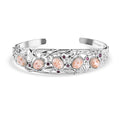 D'Joy Premium Natrolite and Orissa Rhodolite Garnet 10.65 ctw Cuff Bangle Bracelet in Rhodium Over Sterling Silver - Sticky add to cart bar