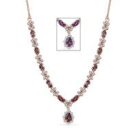 D'Joy Madagascar Color Change Garnet and White Zircon 4.25 ctw Floral Necklace 18 Inches in 18K Vermeil Rose Gold Over Sterling Silver