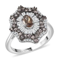 D'Joy Madagascar Color Change Garnet and White Zircon 2.25 ctw Ring in Rhodium Over Sterling Silver (Size 10.0)