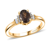 Premium Madagascar Color Change Garnet and Luxuriant Lab Grown Diamond 1.10 ctw Ring in 18K Vermeil Yellow Gold Sterling Silver (Size 10.0)
