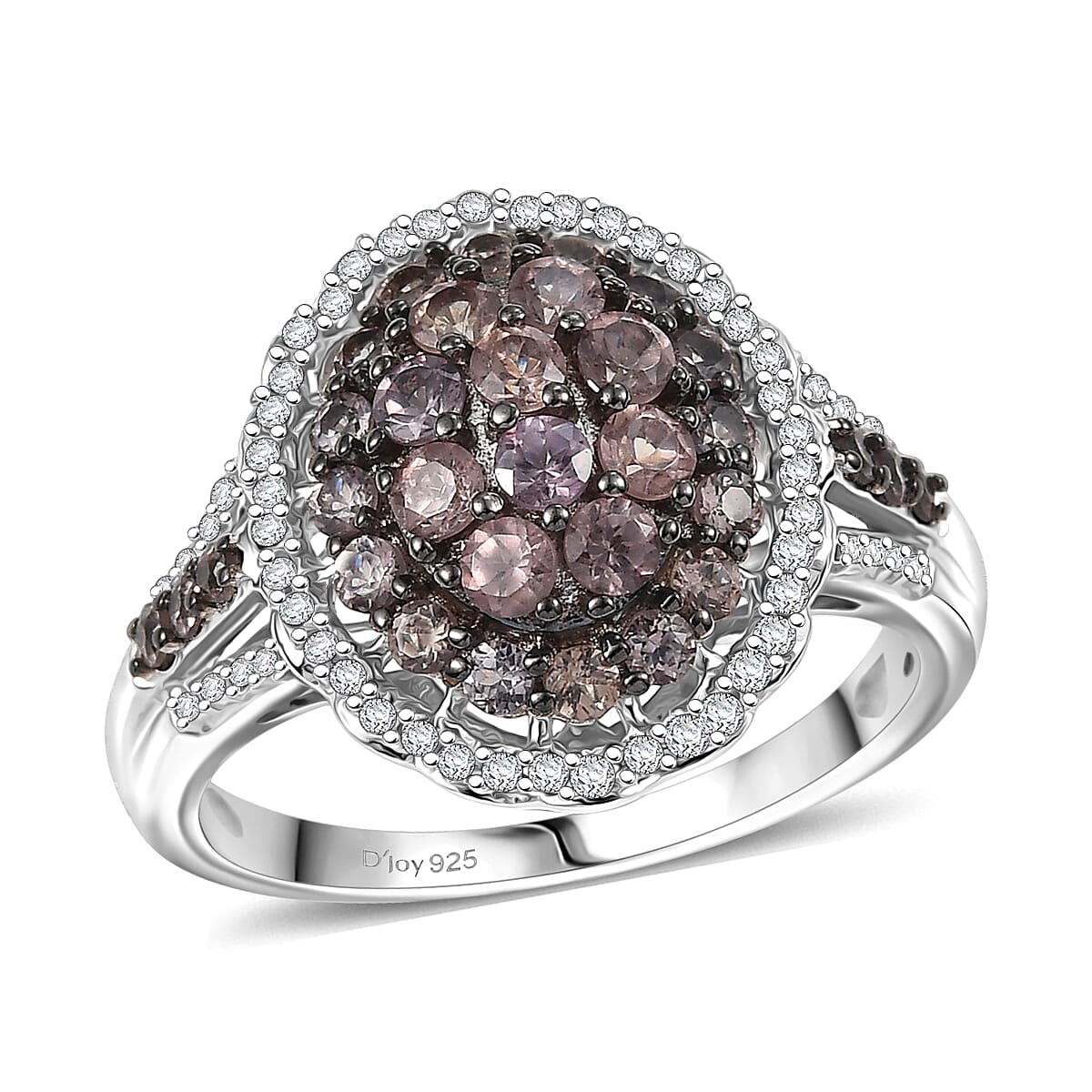 D'Joy Madagascar Color Change Garnet, White Zircon Ring in Rhodium Over Sterling Silver (Size 10.0) 1.85 ctw