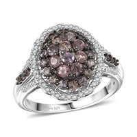 D'Joy Madagascar Color Change Garnet, White Zircon Ring in Rhodium Over Sterling Silver (Size 10.0) 1.85 ctw