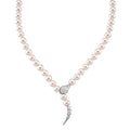 White Shell Pearl, Simulated Diamond Necklace (20 Inches) in Silvertone 1.50 ctw - Sticky add to cart bar