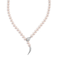 White Shell Pearl, Simulated Diamond Necklace (20 Inches) in Silvertone 1.50 ctw