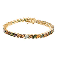 D'Joy Multi-Tourmaline 11.50 ctw Bracelet in 18K Vermeil Rose Gold Over Sterling Silver (6.50 In)