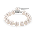 White Shell Pearl and Simulated Diamond Bracelet in Silvertone (7.00 In) - Sticky add to cart bar