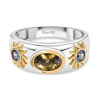 D''Joy Natural Golden Tanzanite and Tanzanite Ring in Sterling Silver (Size 6.5) 1.07 ctw
