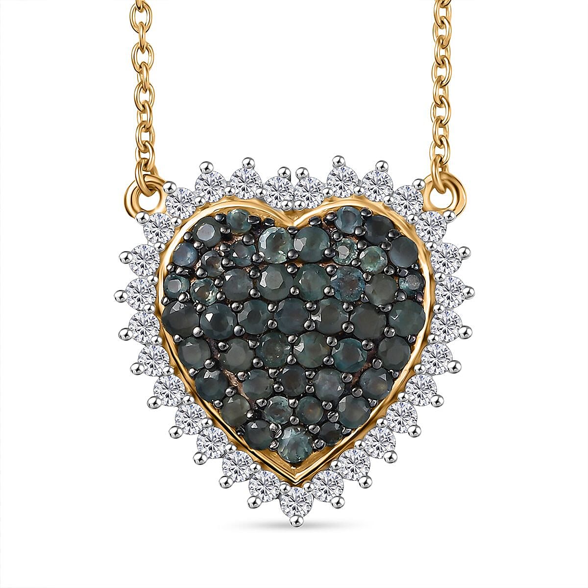 D'Joy Narsipatnam Alexandrite and White Zircon Eternal Love Necklace 18-20 Inches in 18K Vermeil Yellow Gold Over Sterling Silver