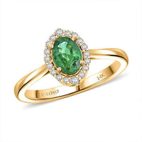 Luxoro 14K Yellow Gold AAA Kagem Zambian Emerald, Diamond (G-H, I2) Ring (Size 10.0) (Del. in 10-15 Days) 1.00 ctw