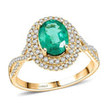 Luxoro 14K Yellow Gold AAA Kagem Zambian Emerald, Diamond (G-H, I2) Ring (Size 10.0) (Del. in 10-15 Days) 2.30 ctw - Sticky add to cart bar