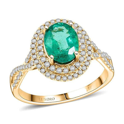 Luxoro 14K Yellow Gold AAA Kagem Zambian Emerald, Diamond (G-H, I2) Ring (Size 10.0) (Del. in 10-15 Days) 2.30 ctw