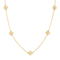 10K Yellow Gold Clover Stations Necklace (20 Inches) (1.25 g)
