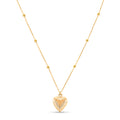 10K Yellow Gold Diamond-Cut Heart Beads Necklace (20 Inches) (1.57 g) - Sticky add to cart bar