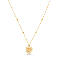 10K Yellow Gold Diamond-Cut Heart Beads Necklace (20 Inches) (1.57 g)