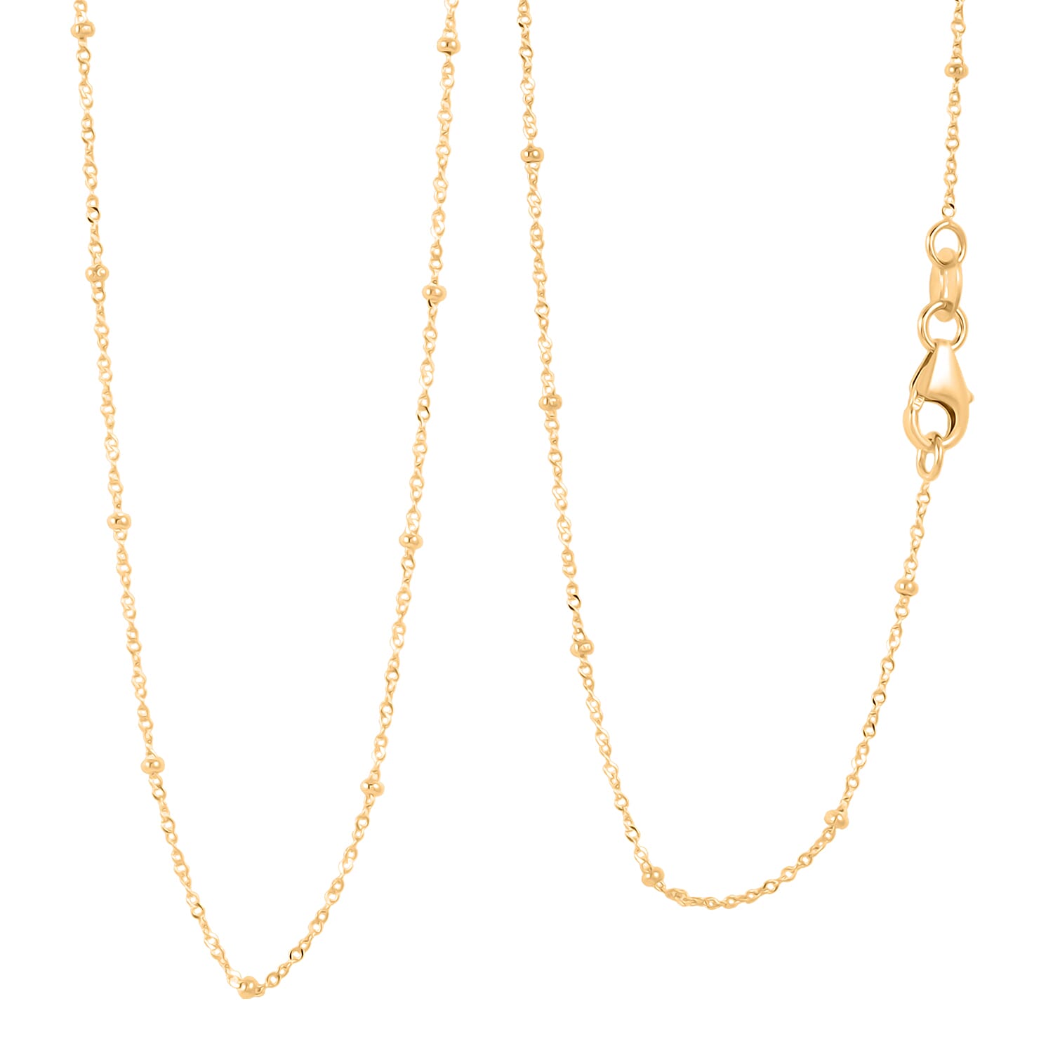Italian Beaded Chain Necklace in 10K Yellow Gold 20 Inches 1.2 Grams