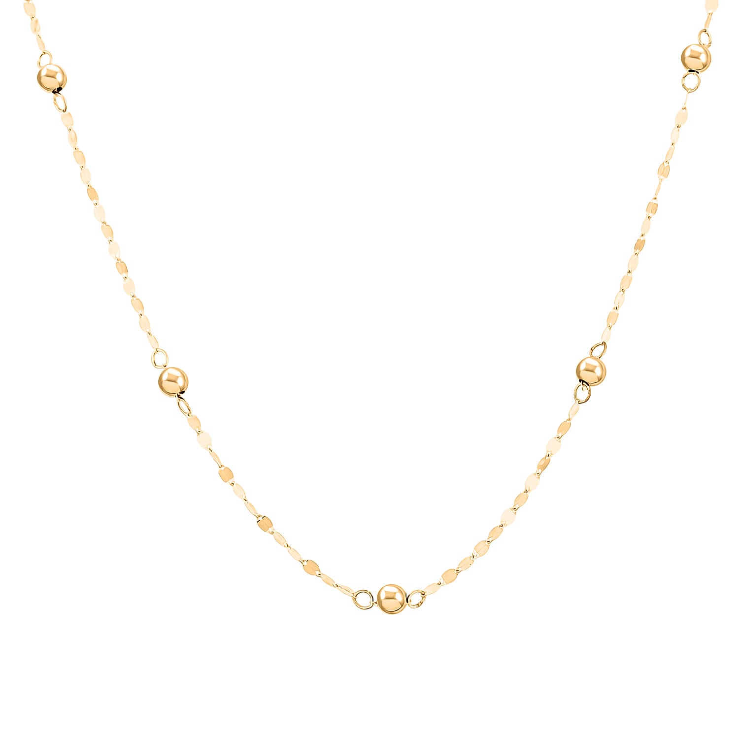 Beaded Petali Chain Necklace in 10K Yellow Gold 1.2 Grams 20 Inches