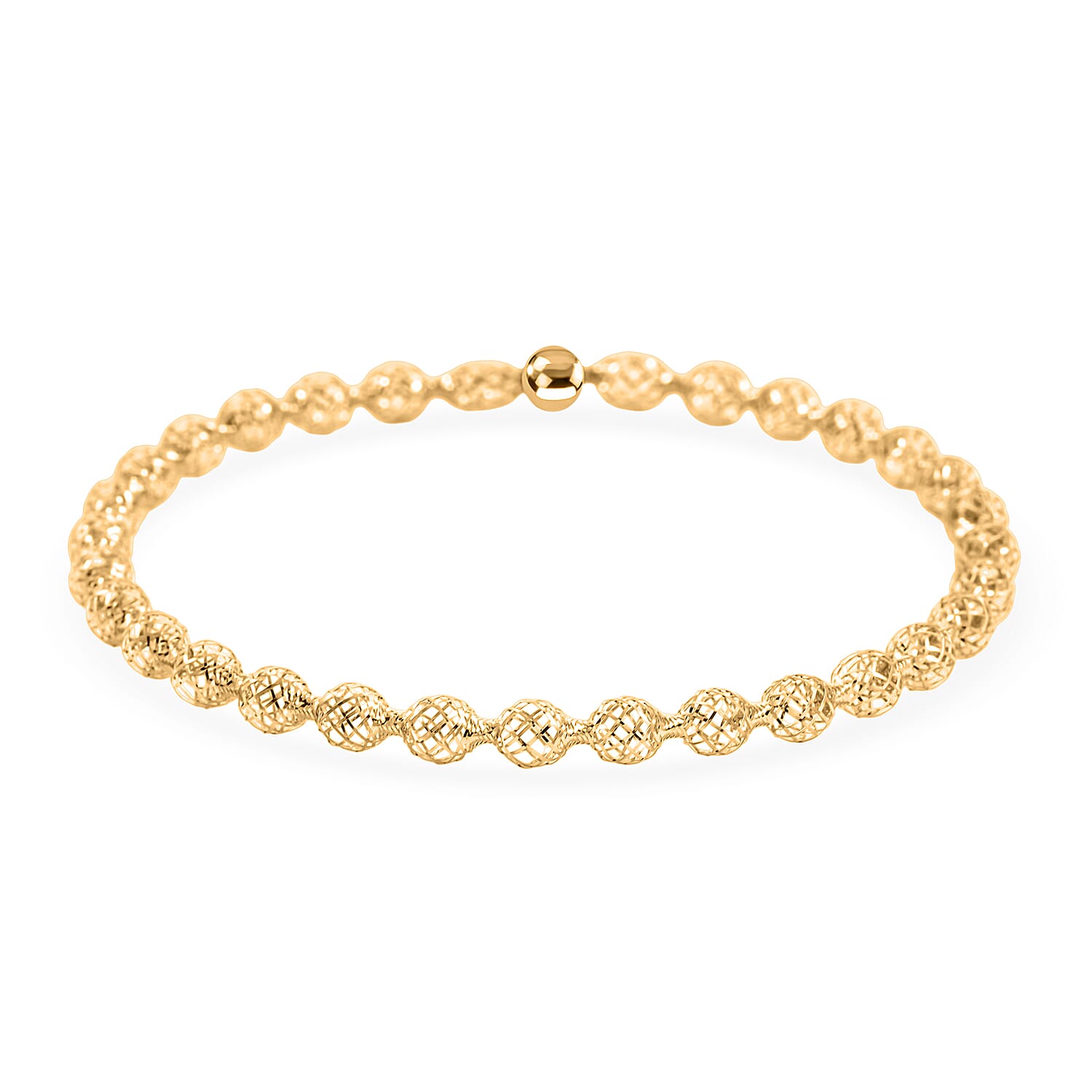 Italian Adjustable 18K Yellow Gold Mesh Stretch Bangle Bracelet (1.7 g)