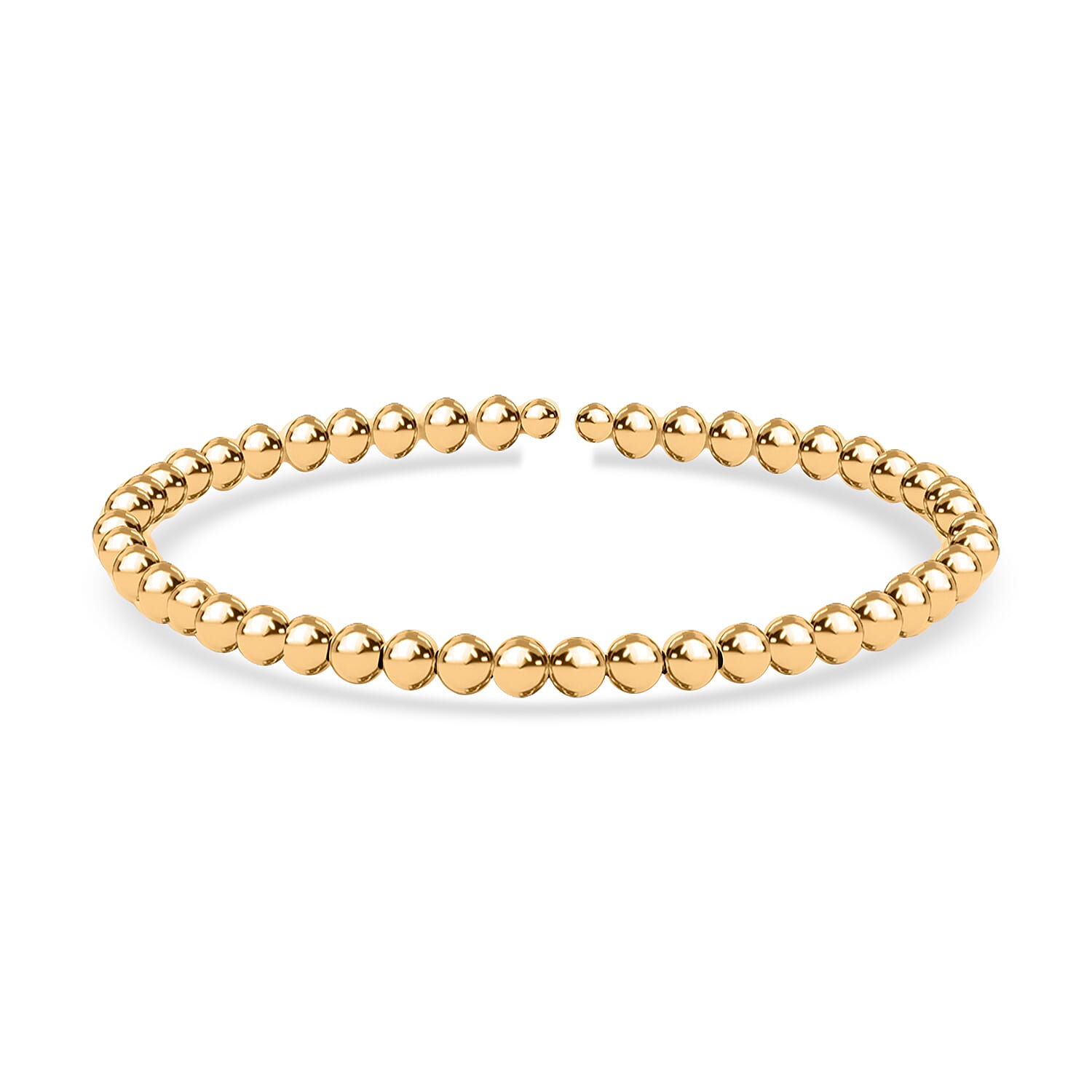 10K Yellow Gold 4mm Bead Flex Bangle Bracelet (Adjustable) 2.80g Included Titanium Weight