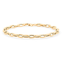 10K Yellow Gold Faceted Mirror Link Oval Bracelet (7.50 In) (2.42 g)