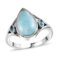 Sajen Silver Aquamarine and Swiss Blue Topaz 3.75 ctw Ring in Rhodium Over Sterling Silver