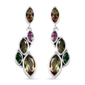 Sajen Silver Celestial Bi-Color Watermelon Doublet Quartz and Multi Gemstone 4.60 ctw Earrings in Rhodium Over Sterling Silver - Sticky add to cart bar