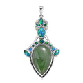 Sajen Silver Nephrite Jade and Multi Gemstone 19.10 ctw Pendant without Chain in Rhodium Over Sterling Silver - Sticky add to cart bar