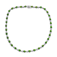 D'Joy Chrome Diopside and Moissanite 30.60 ctw Necklace in Rhodium Over Sterling Silver 18 Inches