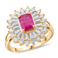 D'Joy Montepuez Ruby and Moissanite 2.65 ctw Ring in 18K Vermeil Yellow Gold Over Sterling Silver - Sticky add to cart bar