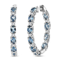 D'Joy Santa Maria Aquamarine and Moissanite 3.35 ctw Blue Legacy Earrings in Rhodium Over Sterling Silver