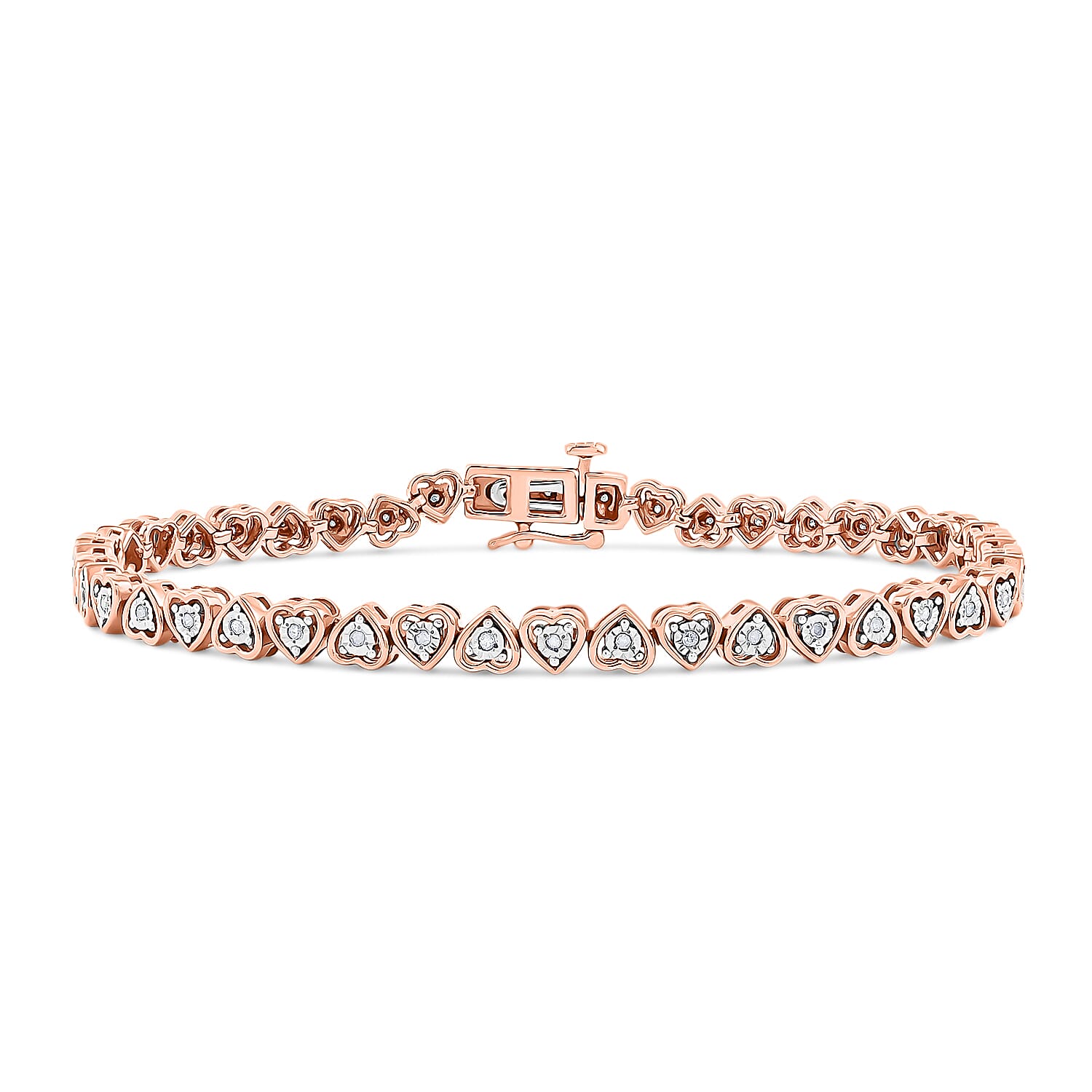 White Diamond 0.25 ctw Bracelet in 14K Rose Gold Over Sterling Silver (7.25 In)
