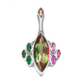 Sajen Silver Celestial Bi-Color Watermelon Doublet Quartz and Multi Gemstone 14.50 ctw Pendant without Chain in Rhodium Over Sterling Silver - Sticky add to cart bar