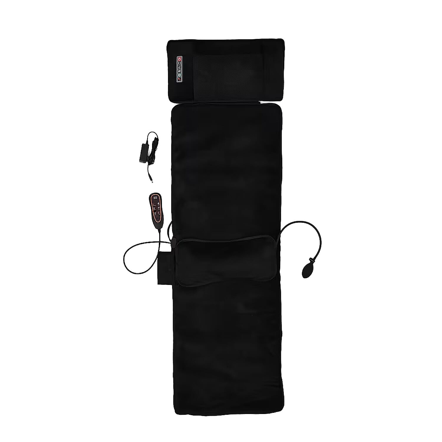 Livmore 3Pcs Set - Black Faux Leather Massage Mat with 20 Kneading Massage Heads and 2 Working Modes