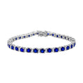 D'Joy Tanzanian Blue Spinel (DF) and White Zircon 10.15 ctw Bracelet in Rhodium Over Sterling Silv (6.50 In) - Sticky add to cart bar